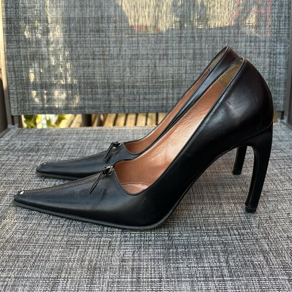 Vintage leather pointed toe heel - Picture 3 of 9